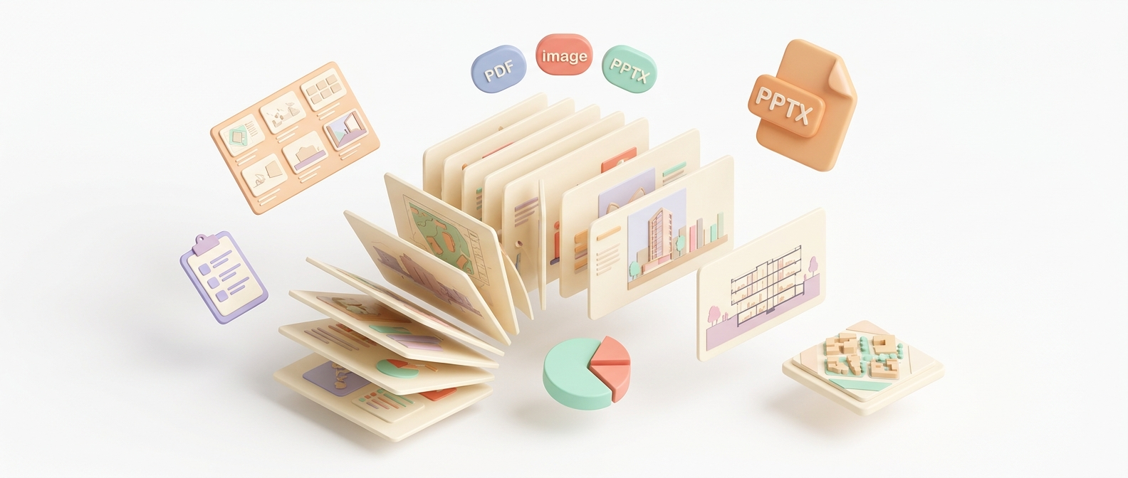 Presentation export interface with generated slides